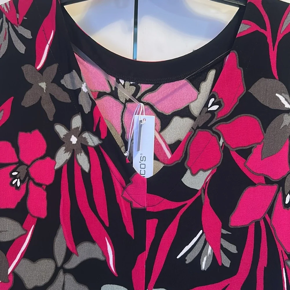 Chico’s Botanical Berry Floral Sleeveless Midi Dress Size 1, NWT - Picture 6 of 6